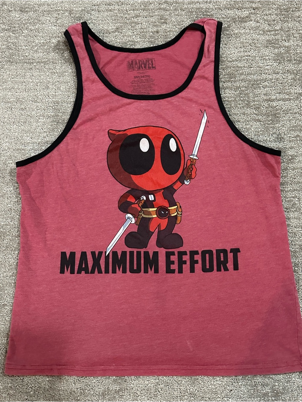 Marvel Deadpool 'Maximum Effort' Tank Top with Black Trim